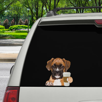 Bonjour - Autocollant de voiture/porte/réfrigérateur/ordinateur portable Boxer Dog V1