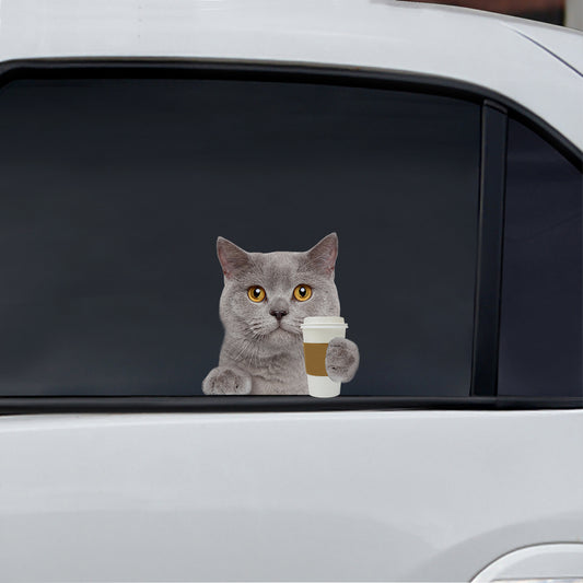 Bonjour - British Shorthair Cat Autocollant de voiture/porte/réfrigérateur/ordinateur portable V1