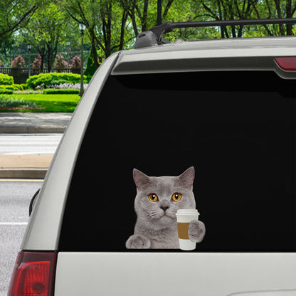 Bonjour - British Shorthair Cat Autocollant de voiture/porte/réfrigérateur/ordinateur portable V1