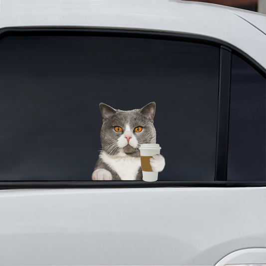 Bonjour - British Shorthair Cat Car/ Porte/ Réfrigérateur/ Autocollant pour ordinateur portable V2
