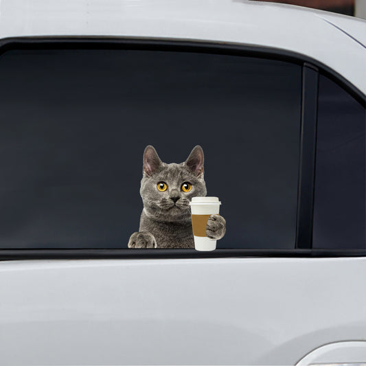Good Morning - Chartreux Cat Car/ Door/ Fridge/ Laptop Sticker V1