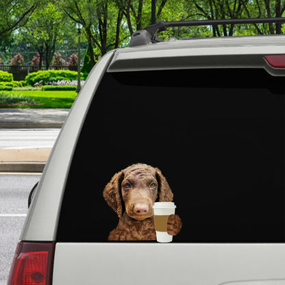 Good Morning - Curly Coated Retriever Car/ Door/ Fridge/ Laptop Sticker V1