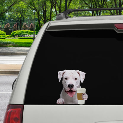 Bonjour - Dogo Argentino Autocollant voiture/porte/réfrigérateur/ordinateur portable V1