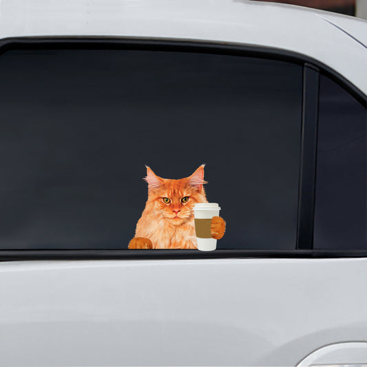 Good Morning - Maine Coon Cat Car/ Door/ Fridge/ Laptop Sticker V1