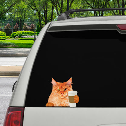 Guten Morgen – Maine-Coon-Katze-Aufkleber für Auto/Tür/Kühlschrank/Laptop V1