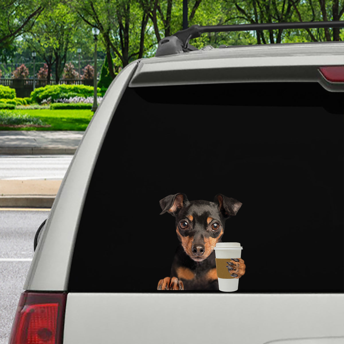 Bonjour - Autocollant Pinscher miniature voiture/porte/réfrigérateur/ordinateur portable V2