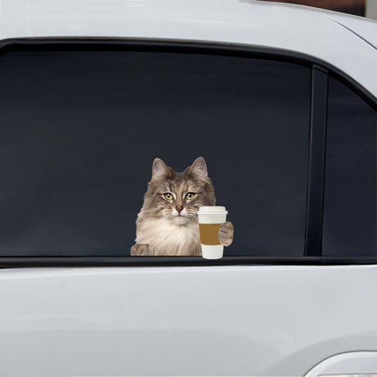 Guten Morgen – Aufkleber „Norwegische Waldkatze“ für Auto/Tür/Kühlschrank/Laptop V1