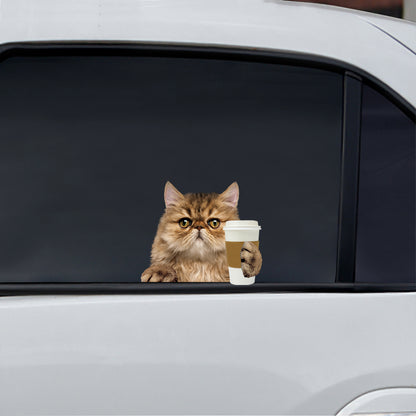 Bonjour - Chat persan Voiture/ Porte/ Réfrigérateur/ Autocollant pour ordinateur portable V1