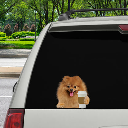 Guten Morgen – Pomeranian Auto-/Tür-/Kühlschrank-/Laptop-Aufkleber V4