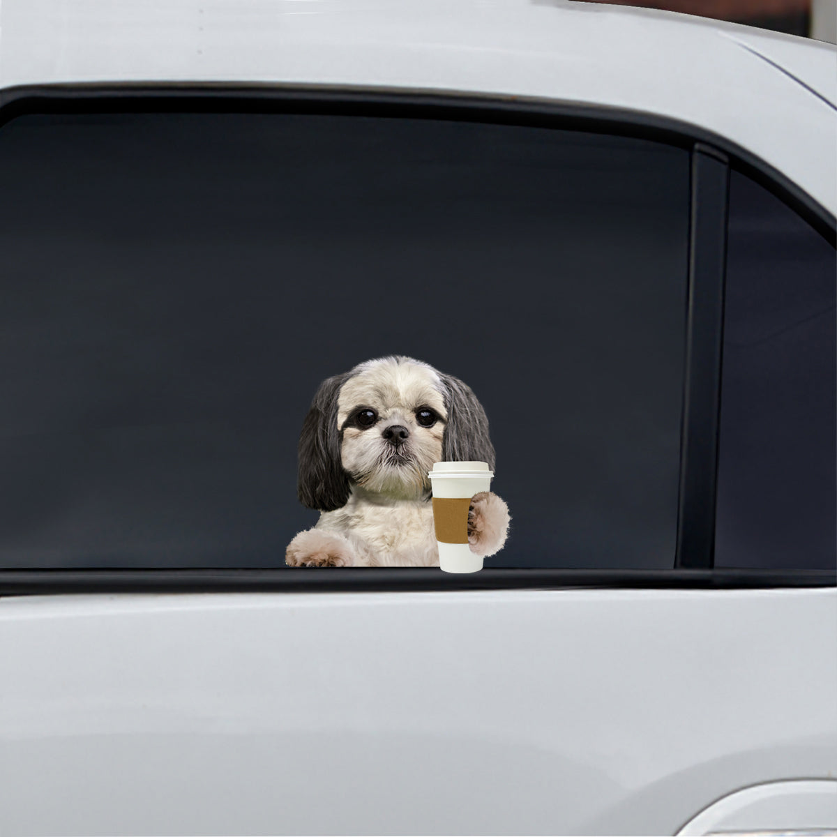 Bonjour - Shih Tzu Voiture / Porte / Réfrigérateur / Autocollant pour ordinateur portable V2