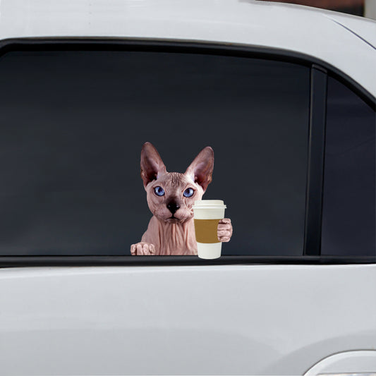 Bonjour - Sphynx Cat Car/ Porte/ Réfrigérateur/ Autocollant pour ordinateur portable V1