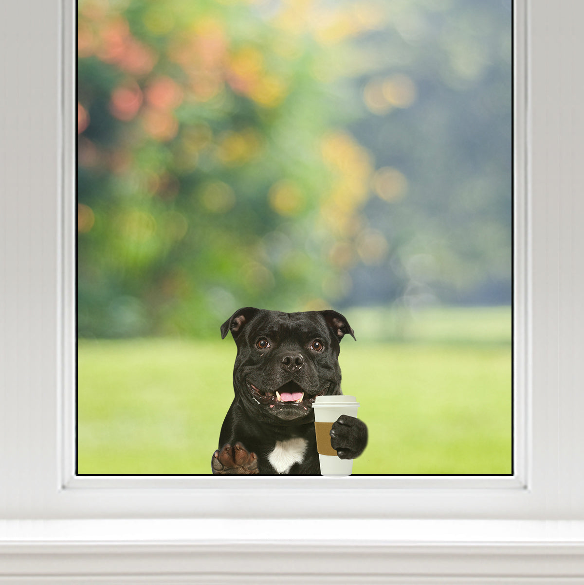 Bonjour - Staffordshire Bull Terrier Voiture / Porte / Réfrigérateur / Autocollant pour ordinateur portable V1