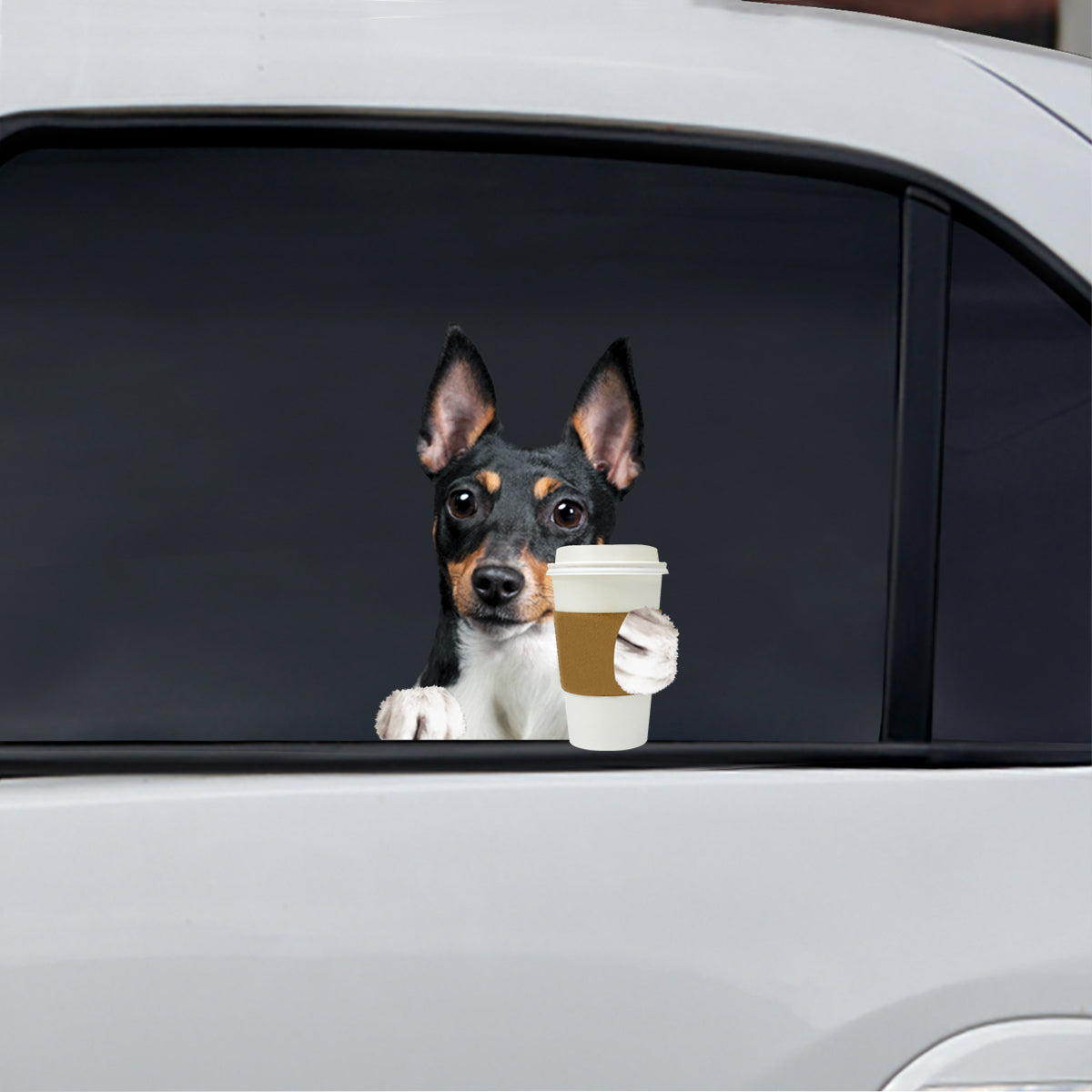 Bonjour - Toy Fox Terrier Voiture / Porte / Réfrigérateur / Autocollant pour ordinateur portable V1