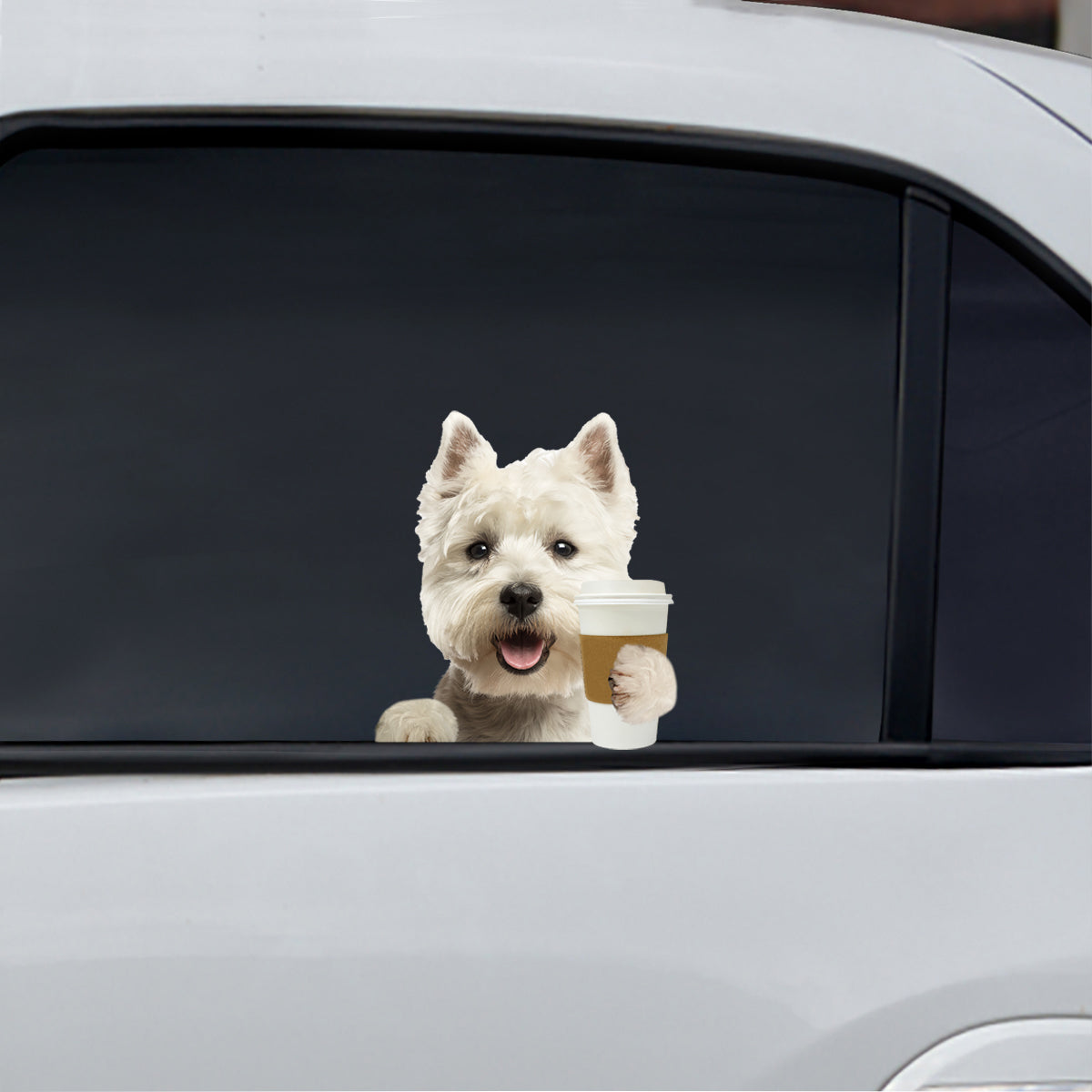 Bonjour - West Highland White Terrier Voiture / Porte / Réfrigérateur / Autocollant pour ordinateur portable V1