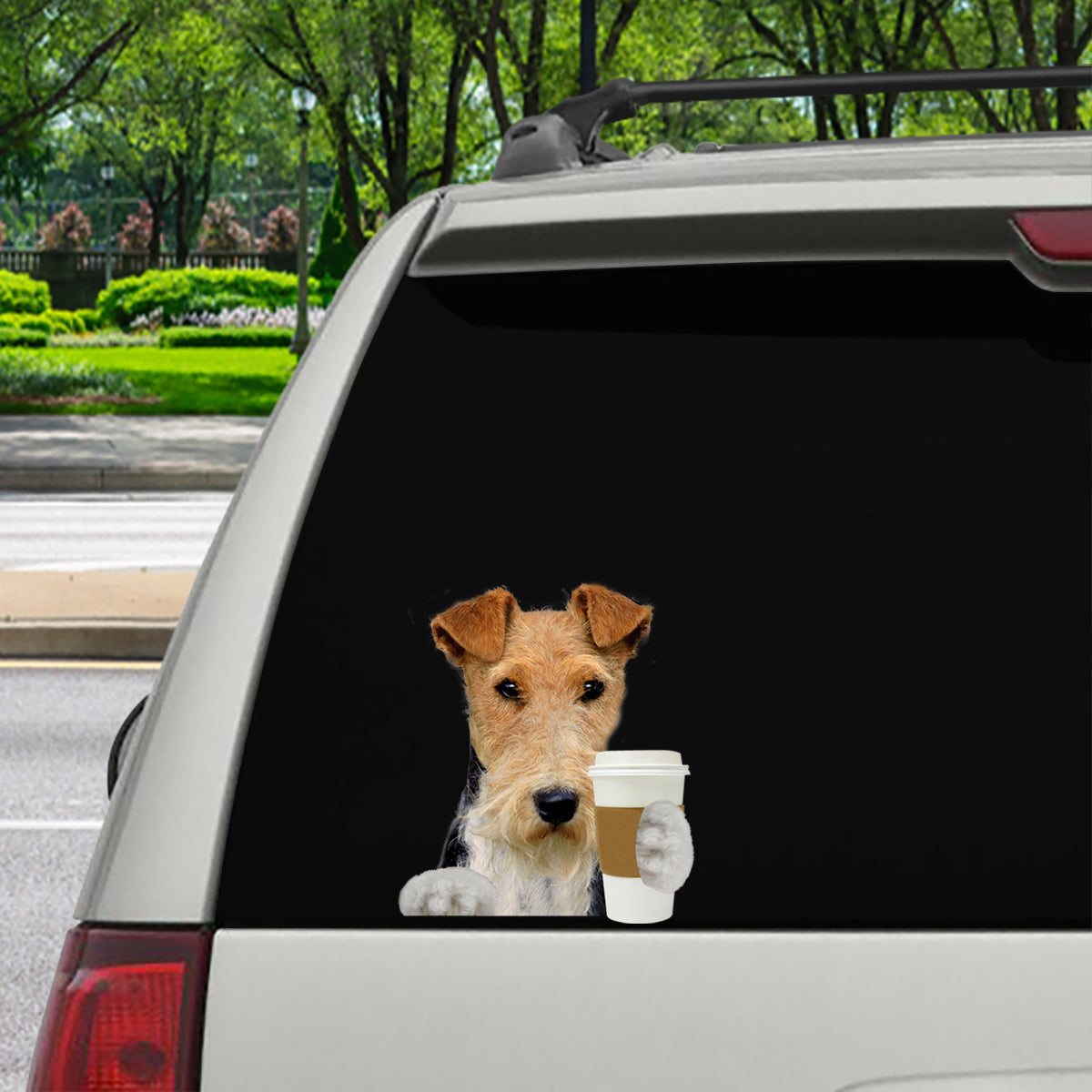 Bonjour - Wire Fox Terrier Autocollant voiture/porte/réfrigérateur/ordinateur portable V1