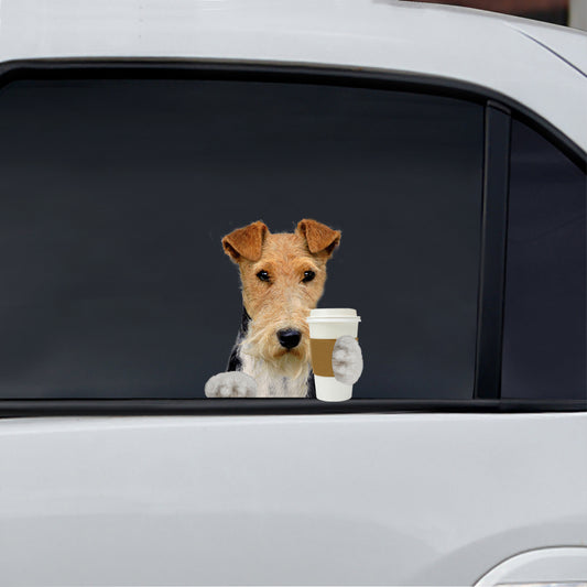 Guten Morgen – Wire Fox Terrier Auto-/Tür-/Kühlschrank-/Laptop-Aufkleber V1