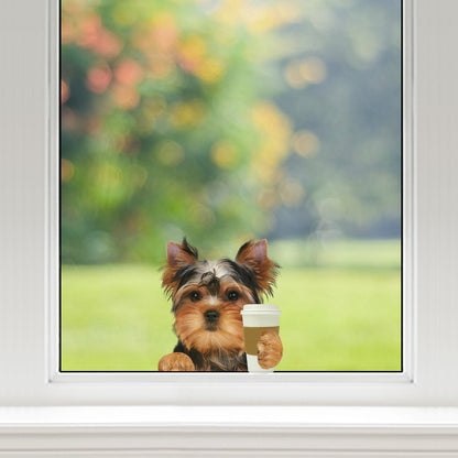 Good Morning - Yorkshire Terrier Car/ Door/ Fridge/ Laptop Sticker V1