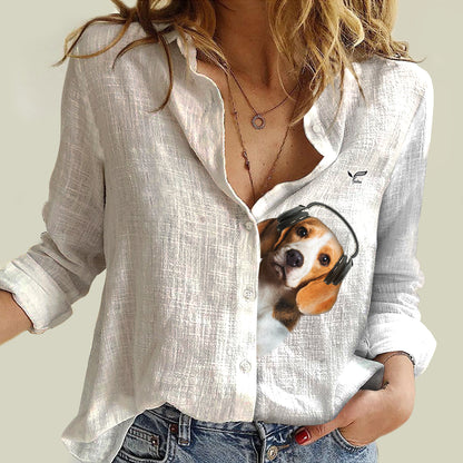 Grande musique avec Beagle - Chemise à manches longues pour femmes Follus V1