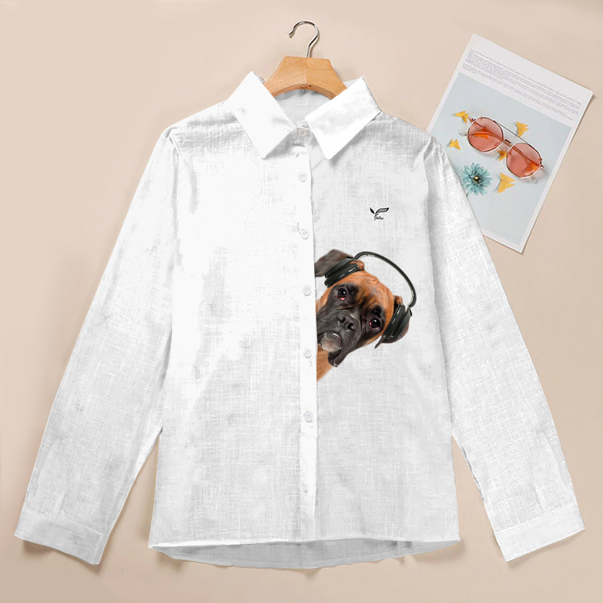 Great Music With Boxer Dog - Follus Women's Long-Sleeve Shirt V2