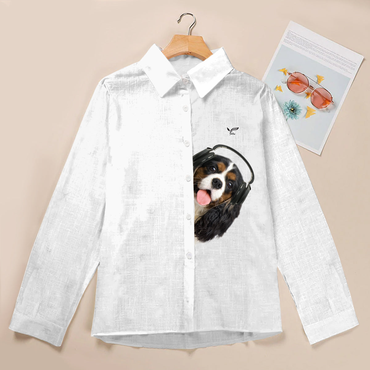 Grande musique avec Cavalier King Charles Spaniel - Chemise à manches longues pour femmes V1