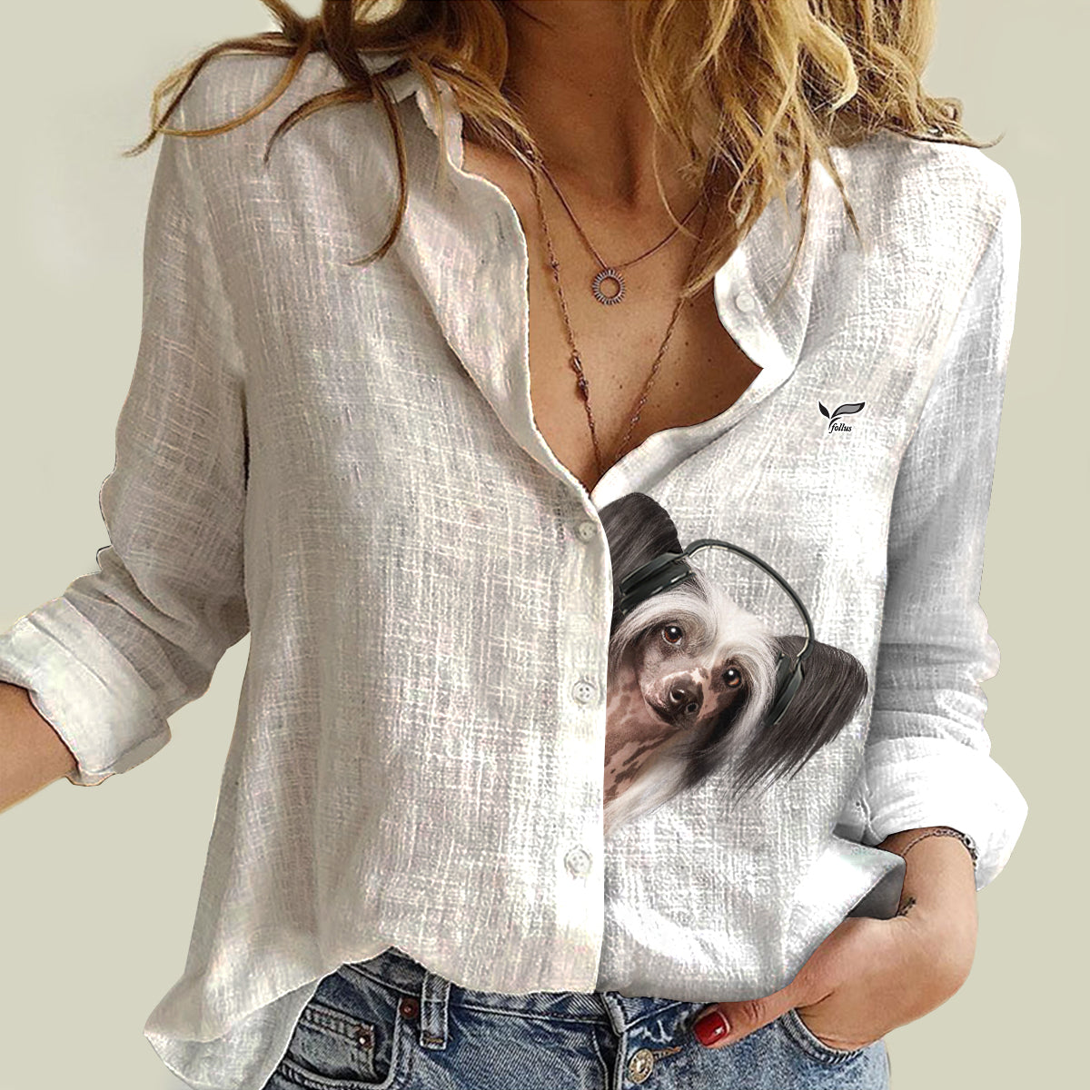 Great Music With Chinese Crested - Follus Women's Long-Sleeve Shirt V1
