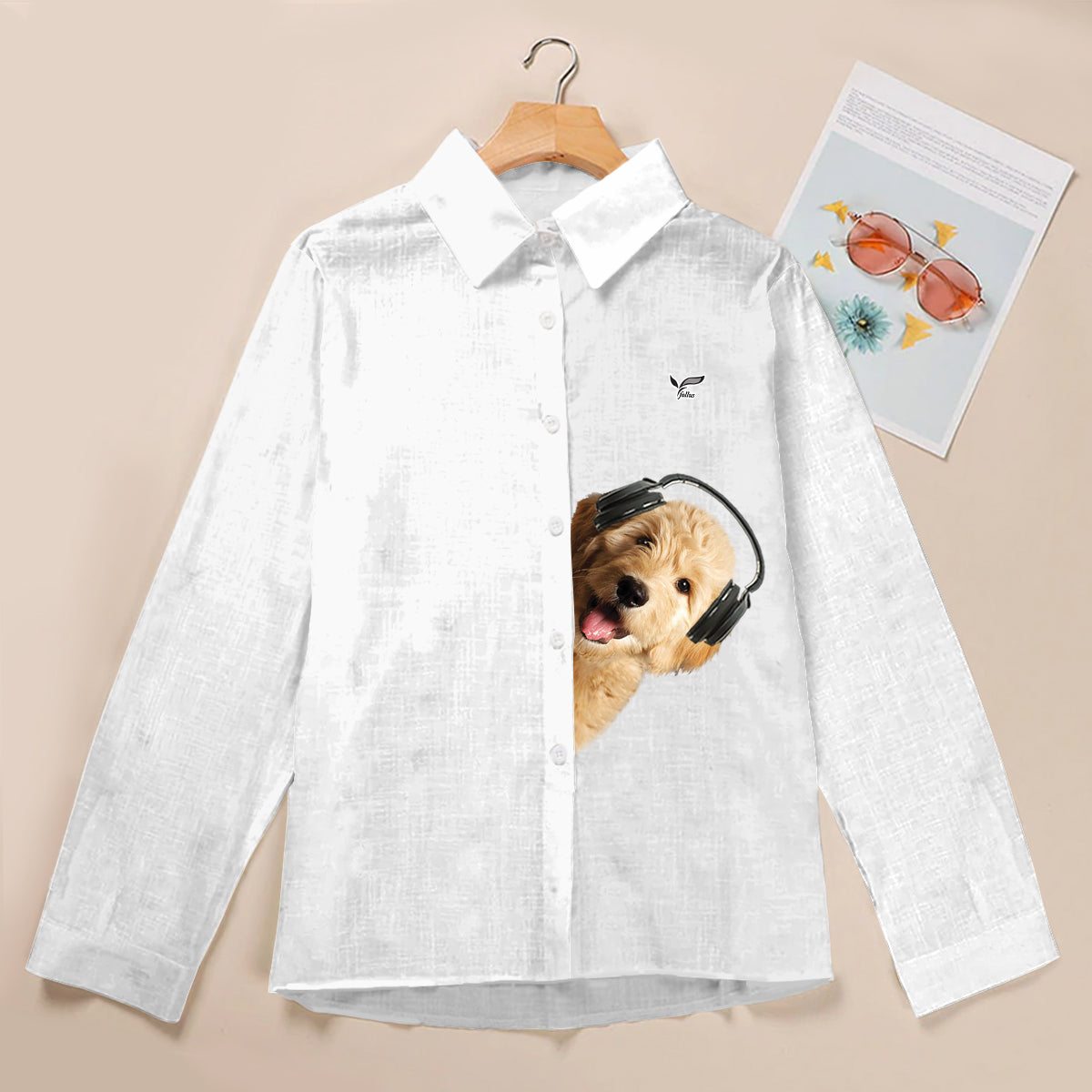 Grande musique avec Goldendoodle - Chemise à manches longues pour femmes Follus V1