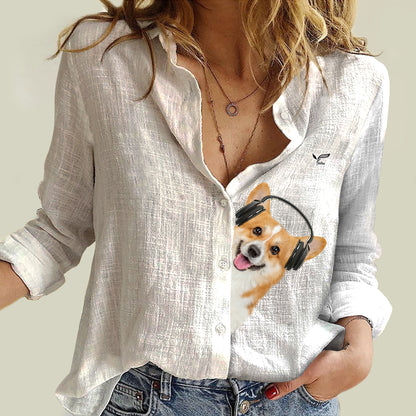 Tolle Musik mit walisischen Corgis – Follus Damen-Langarmshirt V1