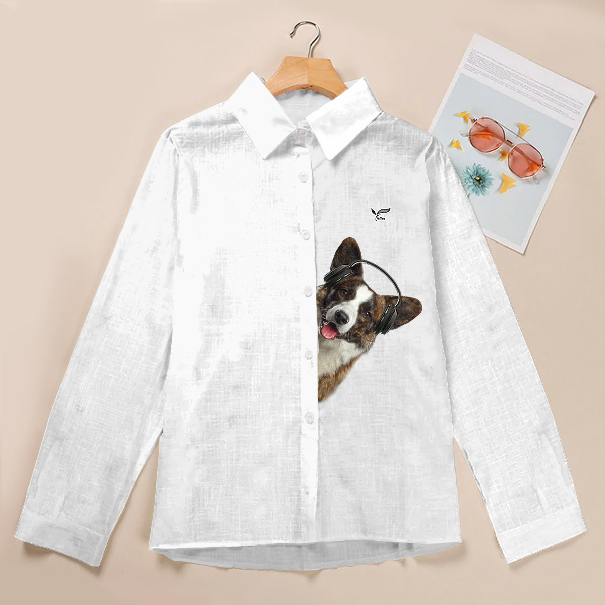 Tolle Musik mit walisischen Corgis – Follus Damen-Langarmshirt V2