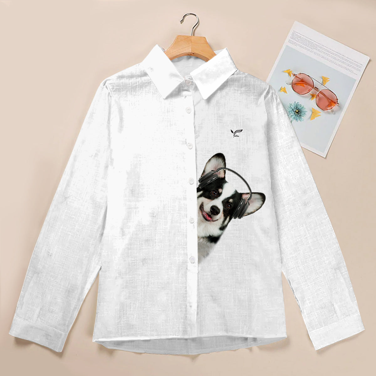 Tolle Musik mit walisischen Corgis – Follus Damen-Langarmshirt V3