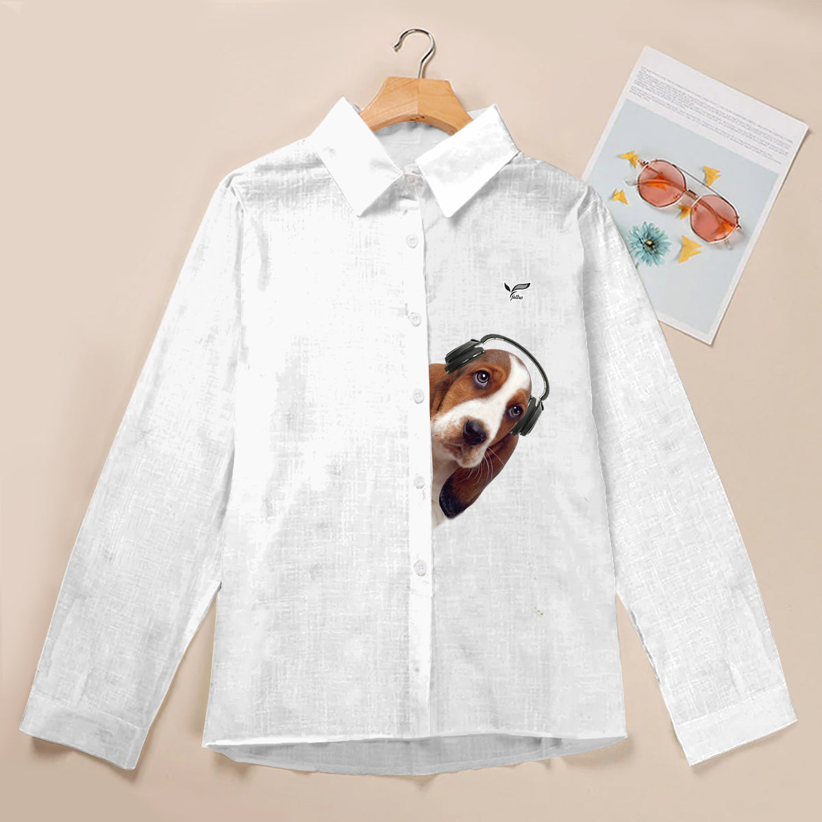 Tolle Musik mit Basset Hound – Follus Damen-Langarmshirt V2