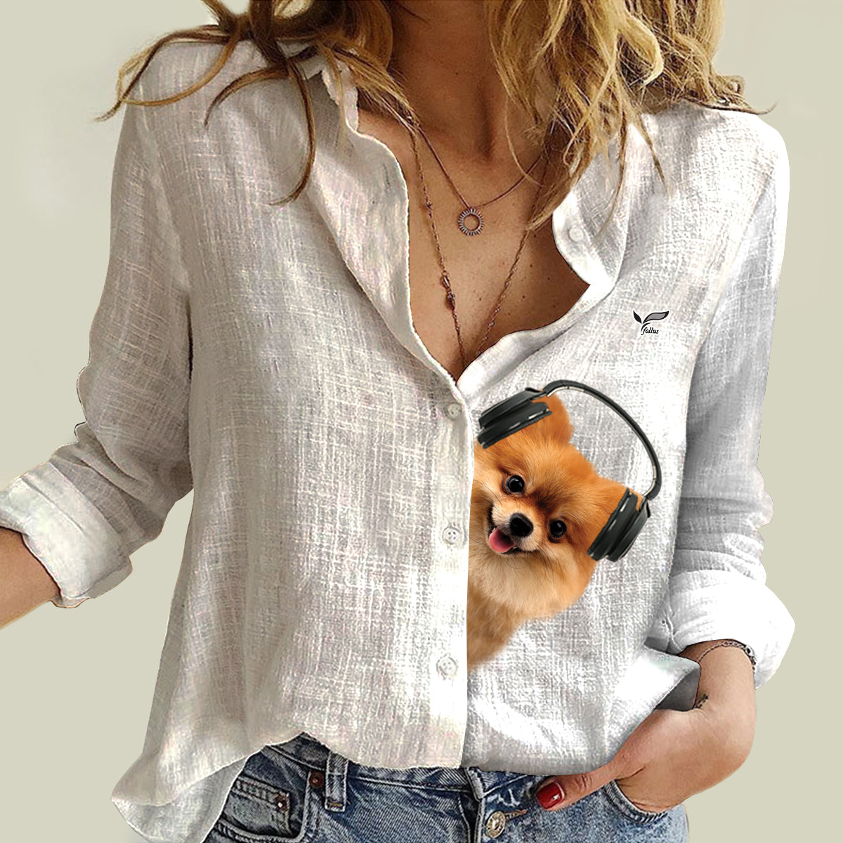 Great Music With Pomeranian - Follus Women's Long-Sleeve Shirt V1