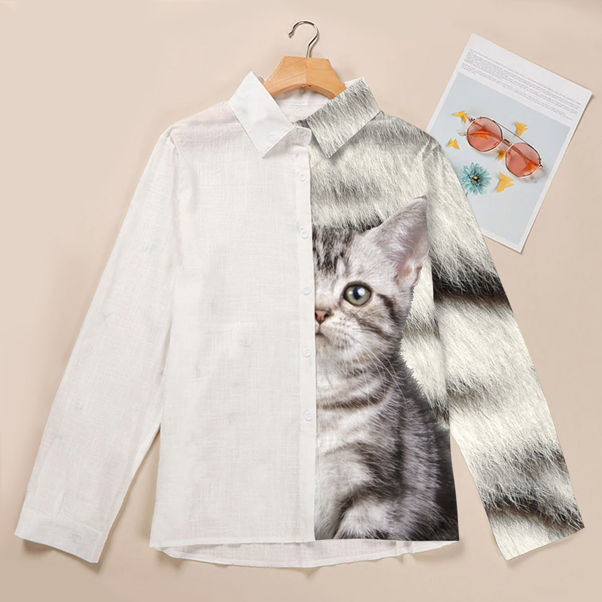 Half Angel Half American Shorthair Cat - Women Shirt V1