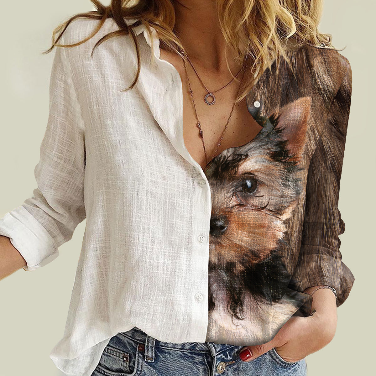 Moitié Ange Moitié Yorkshire Terrier - Chemise Femme V1