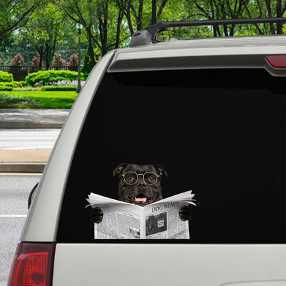 Avez-vous lu les nouvelles aujourd'hui - Autocollant de voiture/porte/réfrigérateur/ordinateur portable American Staffordshire Terrier V1