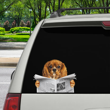 Avez-vous lu les nouvelles aujourd'hui - Cavalier King Charles Spaniel Autocollant de voiture/porte/réfrigérateur/ordinateur portable V1