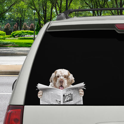 Avez-vous lu les nouvelles aujourd'hui - Autocollant de voiture/porte/réfrigérateur/ordinateur portable Clumber Spaniel V1