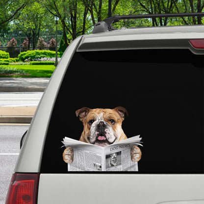 Avez-vous lu les nouvelles aujourd'hui – Autocollant de voiture/porte/réfrigérateur/ordinateur portable Bulldog anglais V1