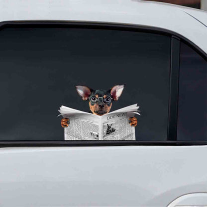 Avez-vous lu les nouvelles aujourd'hui - Autocollant anglais Toy Terrier pour voiture/porte/réfrigérateur/ordinateur portable V1