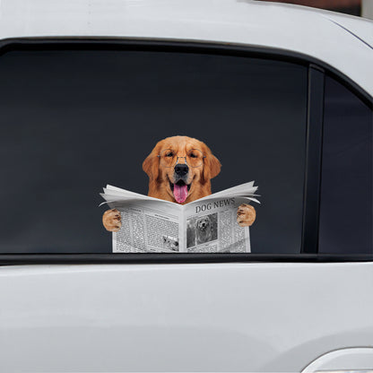 Avez-vous lu les nouvelles aujourd'hui - Autocollant de voiture/porte/réfrigérateur/ordinateur portable Golden Retriever V1