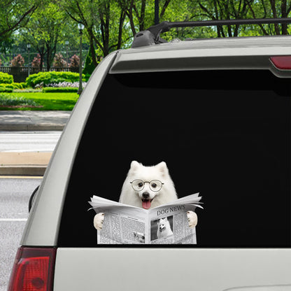 Haben Sie heute die Nachrichten gelesen? Aufkleber „Japanischer Spitz“ für Auto/Tür/Kühlschrank/Laptop V1