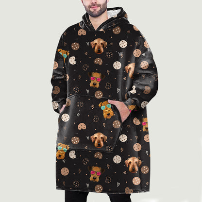 Hello Winter - Airedale Terrier Fleece Blanket Hoodie V1