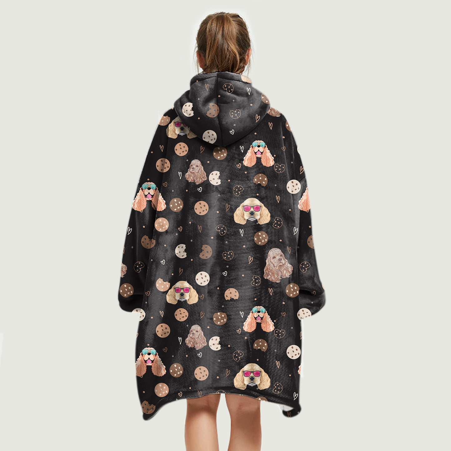 Hallo Winter – American Cocker Spaniel Fleece Decke Hoodie V1