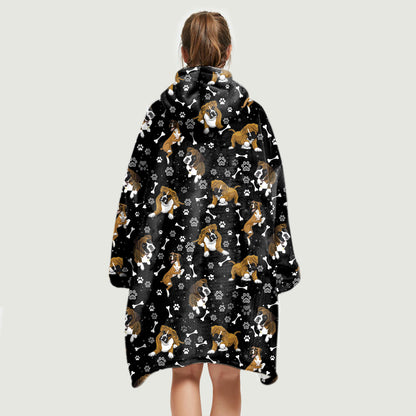 Hello Winter - Boxer Fleece Blanket Hoodie V1