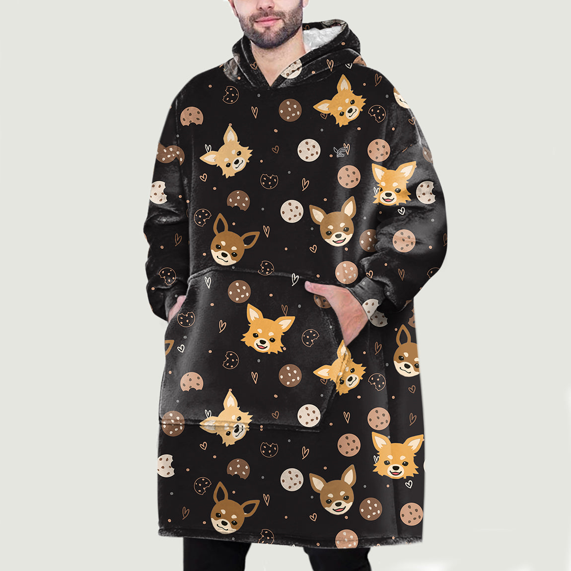 Hello Winter - Chihuahua Fleece Blanket Hoodie V2