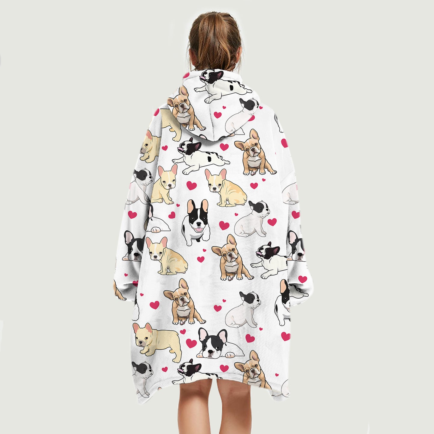 Cute Winter - French Bulldog Fleece Blanket Hoodie