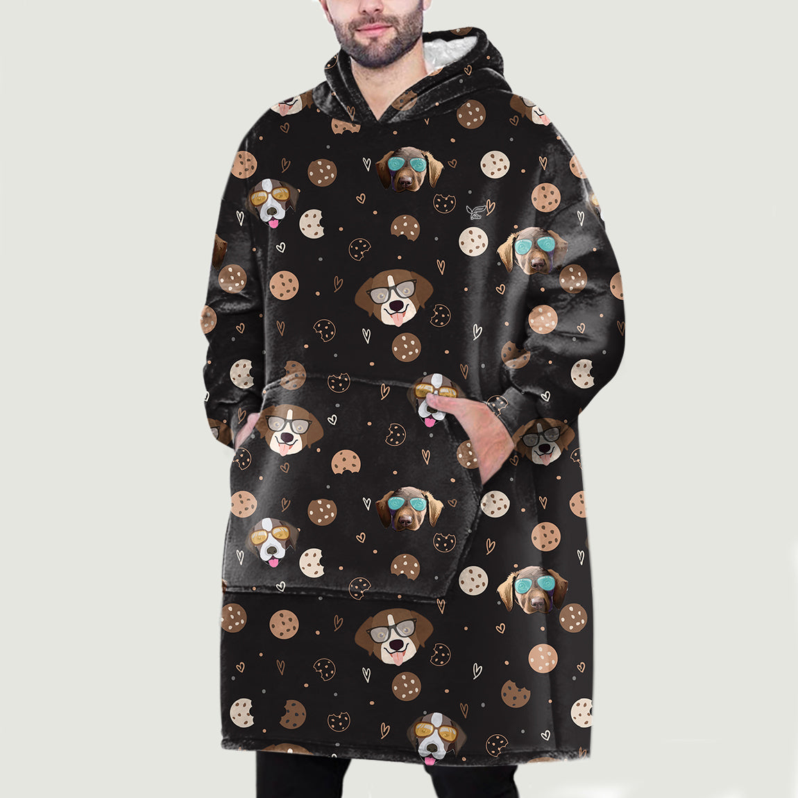Hello Winter - German Shorthaired Pointer Fleece Blanket Hoodie V1