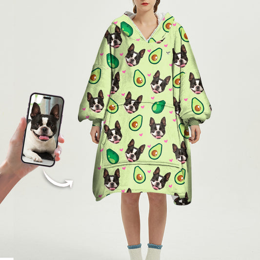 I Love Avocados - Couverture à capuche personnalisée avec la photo de votre animal de compagnie