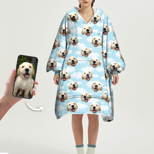 Ich liebe Wolken – personalisierter Decken-Hoodie mit dem Foto Ihres Haustieres