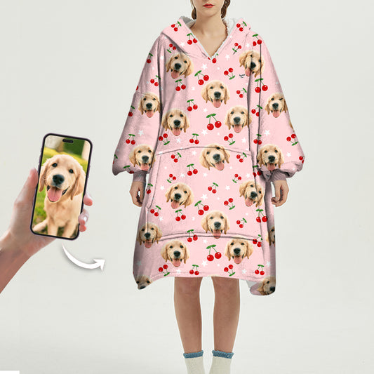 J'aime les cerises - Couverture à capuche personnalisée avec la photo de votre animal