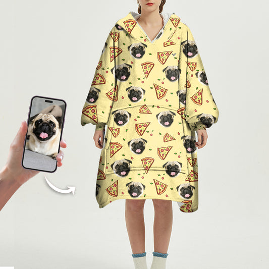 I Love Pizzas - Couverture à capuche personnalisée avec la photo de votre animal
